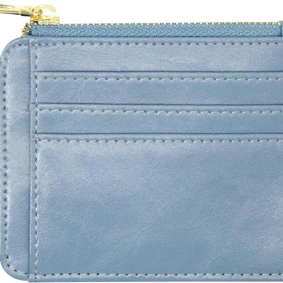 Women’s Leather Wallet Slim Card Holder Compact Minimalist Azure - Picture 1 of 7